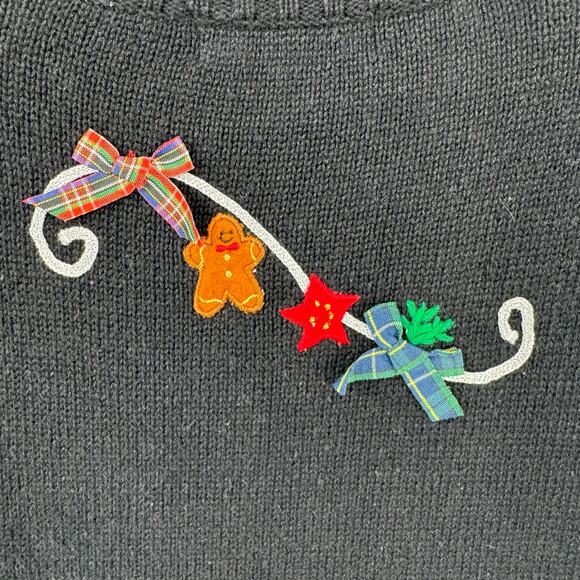 VTG Planet & Company  Christmas Sweater Vest L Santa Garland Zip Up Ugly Holiday - Picture 5 of 7